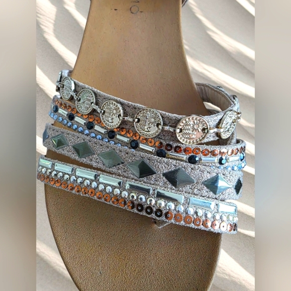 Adiamo Embellished Sandals with Metallic Accents Size 6.5 - Picture 3 of 5